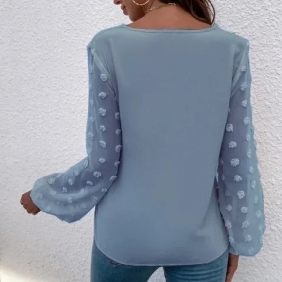 Boho Swiss Polka Dot Sheer Sleeve Top - Picture 6 of 12